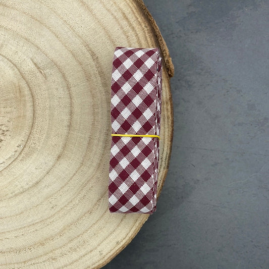 Baumwoll-Schrägband 20mm Karo bordeaux 3m
